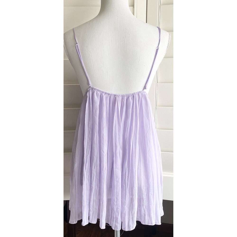 Victoria's Secret Slip Y2K Babydoll Lingerie L LILAC Pleated Lace Bow Chemise - Picture 3 of 9
